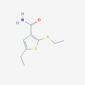 molecular formula C9H13NOS2 B14949946 5-Ethyl-2-(ethylsulfanyl)thiophene-3-carboxamide 