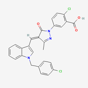 2-chloro-5-[(4E)-4-{[1-(4-chlorobenzyl)-1H-indol-3-yl]methylidene}-3-methyl-5-oxo-4,5-dihydro-1H-pyrazol-1-yl]benzoic acid