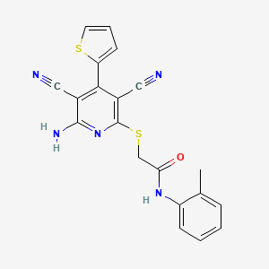 2-[(6-amino-3,5-dicyano-4-thien-2-ylpyridin-2-yl)thio]-N-(2-methylphenyl)acetamide