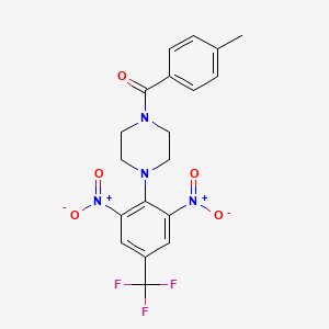 molecular formula C19H17F3N4O5 B14949961 {4-[2,6-Dinitro-4-(trifluoromethyl)phenyl]piperazin-1-yl}(4-methylphenyl)methanone 