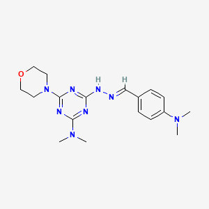 molecular formula C18H26N8O B14949972 4-{(2E)-2-[4-(dimethylamino)benzylidene]hydrazinyl}-N,N-dimethyl-6-(morpholin-4-yl)-1,3,5-triazin-2-amine 