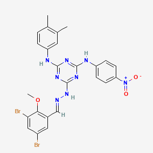 3,5-Dibromo-2-methoxybenzaldehyde 1-[4-(3,4-dimethylanilino)-6-(4-nitroanilino)-1,3,5-triazin-2-YL]hydrazone