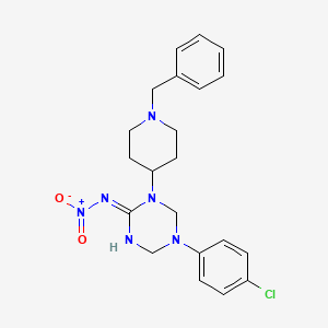 molecular formula C21H25ClN6O2 B14950021 (2E)-1-(1-benzylpiperidin-4-yl)-5-(4-chlorophenyl)-N-nitro-1,3,5-triazinan-2-imine 