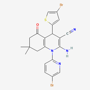 molecular formula C21H18Br2N4OS B14950026 2-Amino-1-(5-bromopyridin-2-yl)-4-(4-bromothiophen-2-yl)-7,7-dimethyl-5-oxo-1,4,5,6,7,8-hexahydroquinoline-3-carbonitrile 