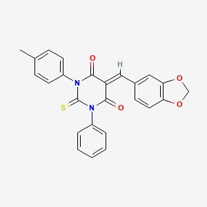 (5E)-5-(1,3-benzodioxol-5-ylmethylidene)-1-(4-methylphenyl)-3-phenyl-2-thioxodihydropyrimidine-4,6(1H,5H)-dione