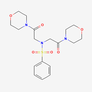 molecular formula C18H25N3O6S B14950154 N,N-bis[2-(morpholin-4-yl)-2-oxoethyl]benzenesulfonamide 