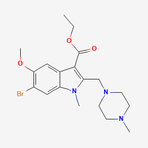 molecular formula C19H26BrN3O3 B14950163 1H-Indole-3-carboxylic acid, 6-bromo-5-methoxy-1-methyl-2-[(4-methylpiperazin-1-yl)methyl]-, ethyl ester 