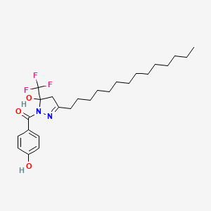 (4-hydroxyphenyl)[5-hydroxy-3-tetradecyl-5-(trifluoromethyl)-4,5-dihydro-1H-pyrazol-1-yl]methanone