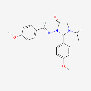 molecular formula C21H25N3O3 B14950233 2-(4-methoxyphenyl)-3-{[(E)-(4-methoxyphenyl)methylidene]amino}-1-(propan-2-yl)imidazolidin-4-one 