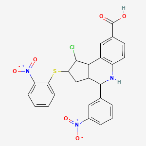 1-chloro-4-(3-nitrophenyl)-2-(2-nitrophenyl)sulfanyl-2,3,3a,4,5,9b-hexahydro-1H-cyclopenta[c]quinoline-8-carboxylic acid