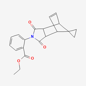 molecular formula C20H19NO4 B14950298 ethyl 2-(1,3-dioxo-1,3,3a,4,7,7a-hexahydro-2H-spiro[2-aza-4,7-methanoisoindole-8,1'-cyclopropan]-2-yl)benzoate 