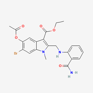 molecular formula C22H22BrN3O5 B14950365 ethyl 5-(acetyloxy)-6-bromo-2-{[(2-carbamoylphenyl)amino]methyl}-1-methyl-1H-indole-3-carboxylate 