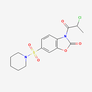 molecular formula C15H17ClN2O5S B14950380 3-(2-chloropropanoyl)-6-(piperidin-1-ylsulfonyl)-1,3-benzoxazol-2(3H)-one 