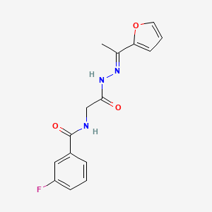 3-Fluoro-N-({N'-[(1E)-1-(furan-2-YL)ethylidene]hydrazinecarbonyl}methyl)benzamide