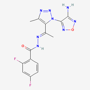 molecular formula C14H12F2N8O2 B14950467 N'-{(1E)-1-[1-(4-amino-1,2,5-oxadiazol-3-yl)-4-methyl-1H-1,2,3-triazol-5-yl]ethylidene}-2,4-difluorobenzohydrazide 