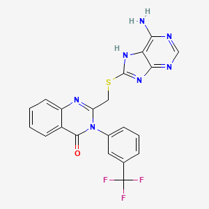 2-{[(6-amino-9H-purin-8-yl)sulfanyl]methyl}-3-[3-(trifluoromethyl)phenyl]quinazolin-4(3H)-one