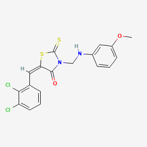 molecular formula C18H14Cl2N2O2S2 B14950487 (5E)-5-(2,3-dichlorobenzylidene)-3-{[(3-methoxyphenyl)amino]methyl}-2-thioxo-1,3-thiazolidin-4-one 