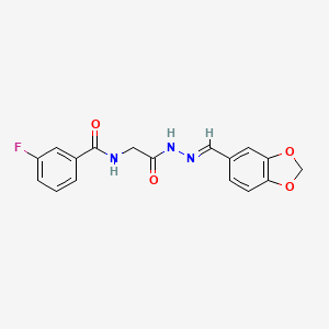 N-({N'-[(E)-(2H-1,3-Benzodioxol-5-YL)methylidene]hydrazinecarbonyl}methyl)-3-fluorobenzamide