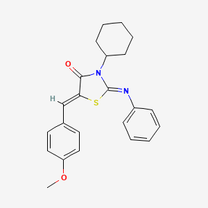 molecular formula C23H24N2O2S B14950555 (2E,5Z)-3-Cyclohexyl-5-[(4-methoxyphenyl)methylidene]-2-(phenylimino)-1,3-thiazolidin-4-one 