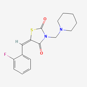 (5E)-5-(2-fluorobenzylidene)-3-(piperidin-1-ylmethyl)-1,3-thiazolidine-2,4-dione