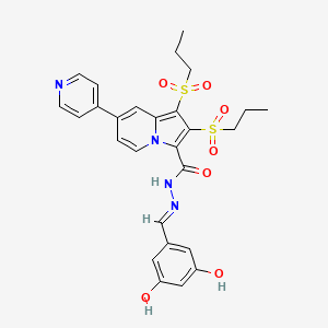 N'-[(E)-(3,5-dihydroxyphenyl)methylidene]-1,2-bis(propylsulfonyl)-7-(pyridin-4-yl)indolizine-3-carbohydrazide