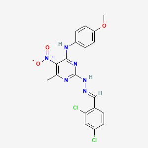 2-[(2E)-2-(2,4-dichlorobenzylidene)hydrazinyl]-N-(4-methoxyphenyl)-6-methyl-5-nitropyrimidin-4-amine