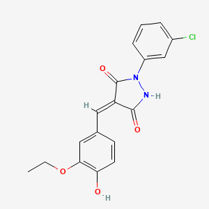 (4E)-1-(3-chlorophenyl)-4-(3-ethoxy-4-hydroxybenzylidene)pyrazolidine-3,5-dione