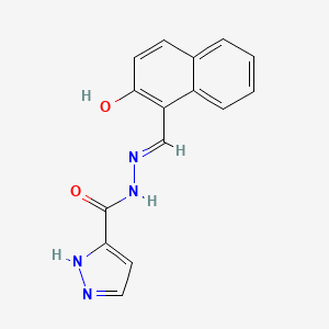 molecular formula C15H12N4O2 B14950610 N-[(E)-(2-hydroxy-1-naphthyl)methyleneamino]-1H-pyrazole-5-carboxamide 