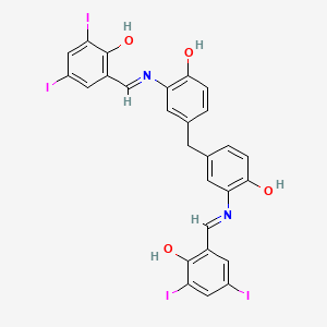 2,2'-{methanediylbis[(6-hydroxybenzene-3,1-diyl)nitrilo(E)methylylidene]}bis(4,6-diiodophenol)