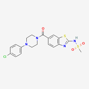 molecular formula C19H19ClN4O3S2 B14950819 N-[(2E)-6-{[4-(4-chlorophenyl)piperazin-1-yl]carbonyl}-1,3-benzothiazol-2(3H)-ylidene]methanesulfonamide 