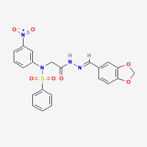 N-({N'-[(E)-(2H-1,3-Benzodioxol-5-YL)methylidene]hydrazinecarbonyl}methyl)-N-(3-nitrophenyl)benzenesulfonamide