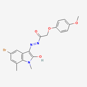 molecular formula C19H18BrN3O4 B14950887 N'-[(3Z)-5-bromo-1,7-dimethyl-2-oxo-1,2-dihydro-3H-indol-3-ylidene]-2-(4-methoxyphenoxy)acetohydrazide 