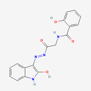 molecular formula C17H14N4O4 B14950905 (E)-2-hydroxy-N-(2-oxo-2-(2-(2-oxoindolin-3-ylidene)hydrazinyl)ethyl)benzamide 