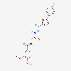 N-{2-[(2E)-2-{[5-(4-iodophenyl)furan-2-yl]methylidene}hydrazinyl]-2-oxoethyl}-3,4-dimethoxybenzamide (non-preferred name)