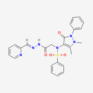 molecular formula C25H24N6O4S B14950968 N-(1,5-Dimethyl-3-oxo-2-phenyl-2,3-dihydro-1H-pyrazol-4-YL)-N-({N'-[(E)-(pyridin-2-YL)methylidene]hydrazinecarbonyl}methyl)benzenesulfonamide 