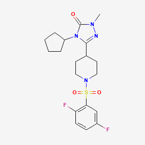 molecular formula C19H24F2N4O3S B14950991 4-cyclopentyl-3-(1-((2,5-difluorophenyl)sulfonyl)piperidin-4-yl)-1-methyl-1H-1,2,4-triazol-5(4H)-one 