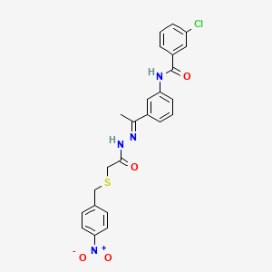 molecular formula C24H21ClN4O4S B14951080 3-chloro-N-{3-[(1E)-1-(2-{[(4-nitrobenzyl)sulfanyl]acetyl}hydrazinylidene)ethyl]phenyl}benzamide 