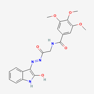 (E)-3,4,5-trimethoxy-N-(2-oxo-2-(2-(2-oxoindolin-3-ylidene)hydrazinyl)ethyl)benzamide