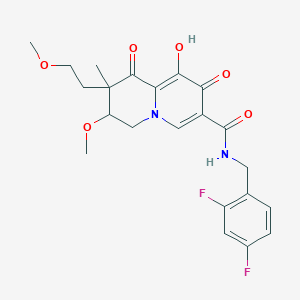 molecular formula C22H24F2N2O6 B1495111 N-(2,4-difluorobenzyl)-9-hydroxy-3-methoxy-2-(2-methoxyethyl)-2-methyl-1,8-dioxo-2,3,4,8-tetrahydro-1H-quinolizine-7-carboxamide 