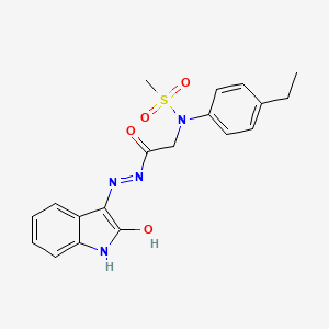 molecular formula C19H20N4O4S B14951121 N-(4-Ethylphenyl)-N-({N'-[(3E)-2-oxo-2,3-dihydro-1H-indol-3-ylidene]hydrazinecarbonyl}methyl)methanesulfonamide 