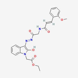 ethyl {(3Z)-3-[2-({[(2E)-3-(2-methoxyphenyl)prop-2-enoyl]amino}acetyl)hydrazinylidene]-2-oxo-2,3-dihydro-1H-indol-1-yl}acetate