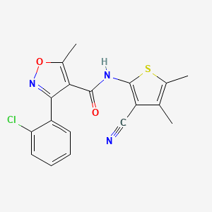 molecular formula C18H14ClN3O2S B14951163 3-(2-chlorophenyl)-N-(3-cyano-4,5-dimethylthiophen-2-yl)-5-methyl-1,2-oxazole-4-carboxamide 