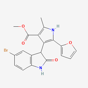 molecular formula C19H15BrN2O4 B14951169 methyl 4-(5-bromo-2-oxo-2,3-dihydro-1H-indol-3-yl)-5-(2-furyl)-2-methyl-1H-pyrrole-3-carboxylate 