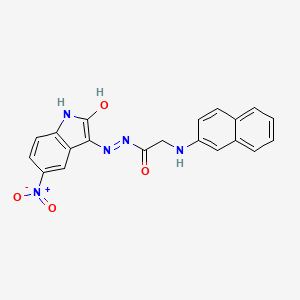 2-(naphthalen-2-ylamino)-N'-[(3Z)-5-nitro-2-oxo-1,2-dihydro-3H-indol-3-ylidene]acetohydrazide (non-preferred name)