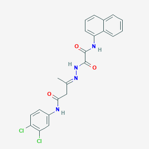 (3E)-N-(3,4-dichlorophenyl)-3-{2-[(naphthalen-1-ylamino)(oxo)acetyl]hydrazinylidene}butanamide