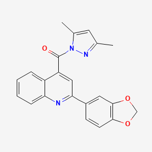 molecular formula C22H17N3O3 B14951307 [2-(1,3-benzodioxol-5-yl)quinolin-4-yl](3,5-dimethyl-1H-pyrazol-1-yl)methanone 