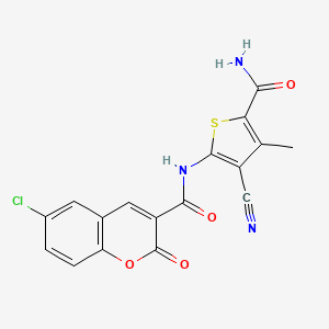 molecular formula C17H10ClN3O4S B14951353 N-(5-carbamoyl-3-cyano-4-methylthiophen-2-yl)-6-chloro-2-oxo-2H-chromene-3-carboxamide 