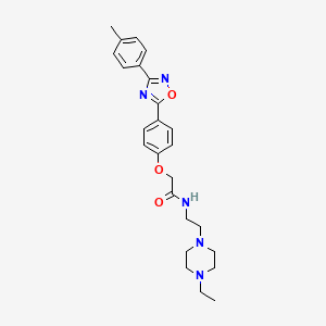 molecular formula C25H31N5O3 B14951370 N-[2-(4-ethylpiperazin-1-yl)ethyl]-2-{4-[3-(4-methylphenyl)-1,2,4-oxadiazol-5-yl]phenoxy}acetamide 