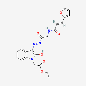 ethyl {(3E)-3-[2-({[(2E)-3-(furan-2-yl)prop-2-enoyl]amino}acetyl)hydrazinylidene]-2-oxo-2,3-dihydro-1H-indol-1-yl}acetate