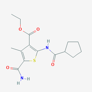 molecular formula C15H20N2O4S B14951460 Ethyl 5-carbamoyl-2-[(cyclopentylcarbonyl)amino]-4-methylthiophene-3-carboxylate 